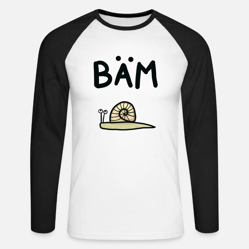 BÄM - Unisex Baseballshirt langarm - Weiß/Schwarz