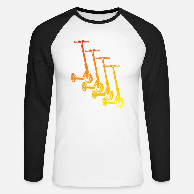 E-Scooter E-Roller Scooter - Unisex Baseballshirt langarm - Weiß/Schwarz