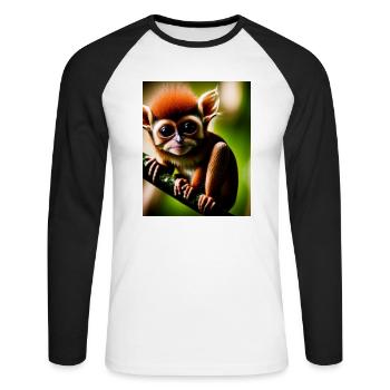 cooler lustiger süßer Koboldmaki (Tarsiidae) Waldcomic - Unisex Baseballshirt langarm - Weiß/Schwarz - Vorne - Nik (191cm)