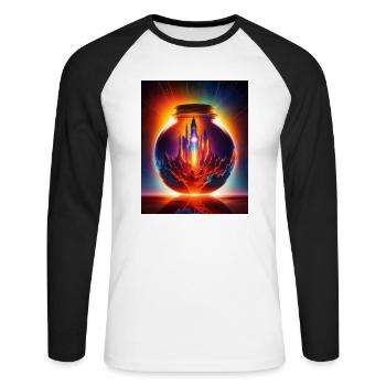 Un monde dans une bouteille - T-shirt baseball manches longues Homme - blanc/noir - Devant - Nik (191cm)