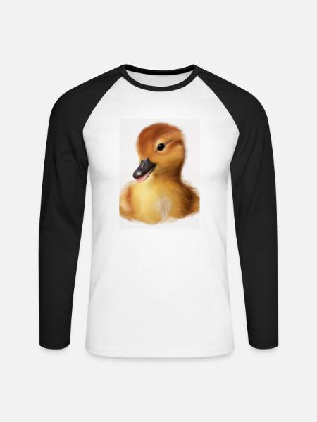 Baby Ente - Nutztier - Unisex Baseballshirt langarm - Weiß/Schwarz