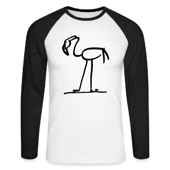 Flamingo Drawing Bird Water Pink Pink - Unisex Long Sleeve Baseball T-Shirt - white/black - Front - Nik (191cm)