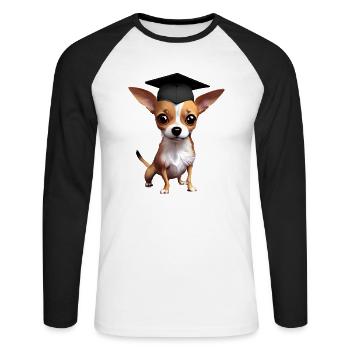 Chihuahua Dog Bachelor Dogs Study Dog Owners - T-shirt baseball manches longues Homme - blanc/noir - Devant - Nik (191cm)