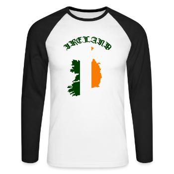 Pays de l’Irlande - T-shirt baseball manches longues Homme - blanc/noir - Devant - Nik (191cm)