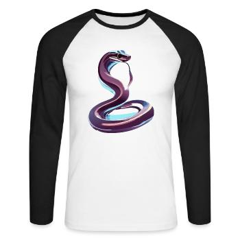 Serpent chromé - T-shirt baseball manches longues Homme - blanc/noir - Devant - Nik (191cm)