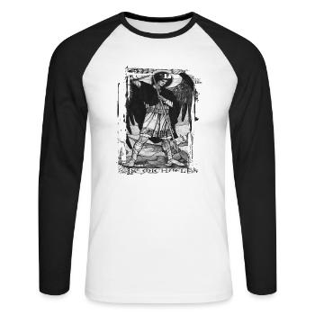 Erzengel Heiliger Religion Gott Engel Glaube Michael - Unisex Baseballshirt langarm - Weiß/Schwarz - Vorne - Nik (191cm)