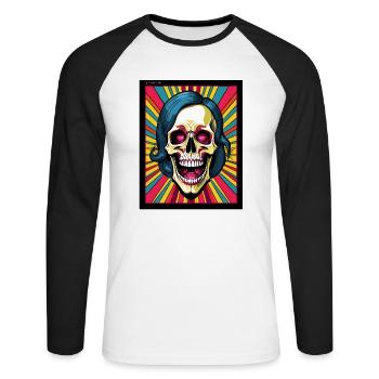 gedankenstürme one - Unisex Baseballshirt langarm - Weiß/Schwarz - Vorne - Nik (191cm)