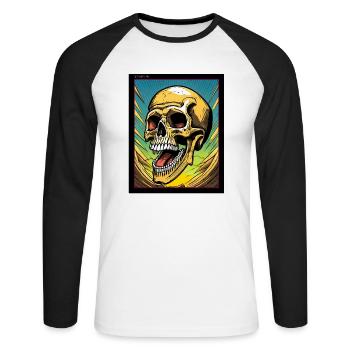 gedankenstürme four - Unisex Baseballshirt langarm - Weiß/Schwarz - Vorne - Nik (191cm)