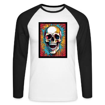 gedankenstürme two - Unisex Baseballshirt langarm - Weiß/Schwarz - Vorne - Nik (191cm)