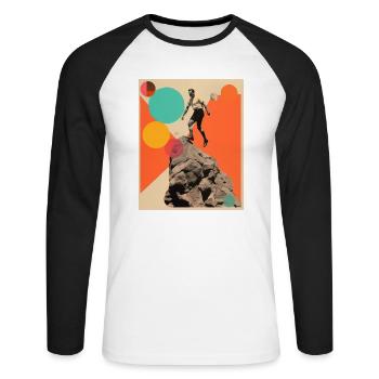 Mein Großvater klettert auf den Berg - Unisex Baseballshirt langarm - Weiß/Schwarz - Vorne - Nik (191cm)
