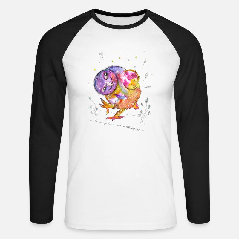 Gute Laune Eule - Unisex Baseballshirt langarm - Weiß/Schwarz