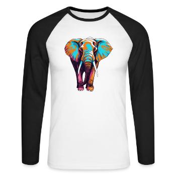 Elephant Elephant Animal Zoo Africa Savannah Safari - Unisex Long Sleeve Baseball T-Shirt - white/black - Front - Nik (191cm)