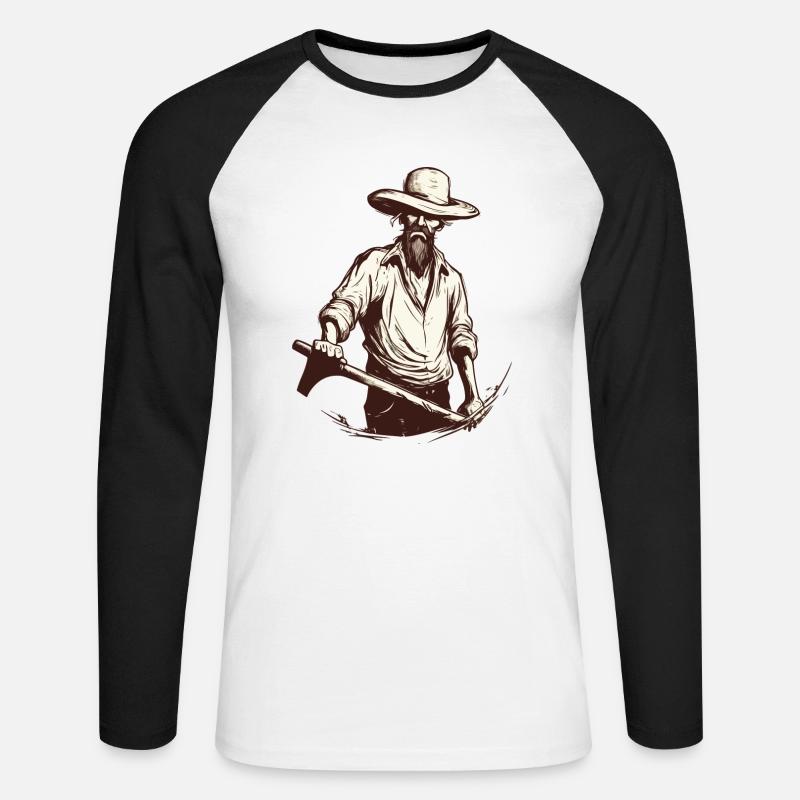 Wütender Bauer Nr. 2 - Unisex Baseballshirt langarm - Weiß/Schwarz