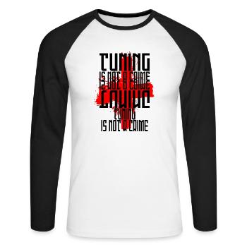 TUGEMA Tuning is not crime - Unisex Baseballshirt langarm - Weiß/Schwarz - Vorne - Nik (191cm)