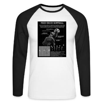 Fred-Erich-Kopfball - Unisex Baseballshirt langarm - Weiß/Schwarz - Vorne - Nik (191cm)