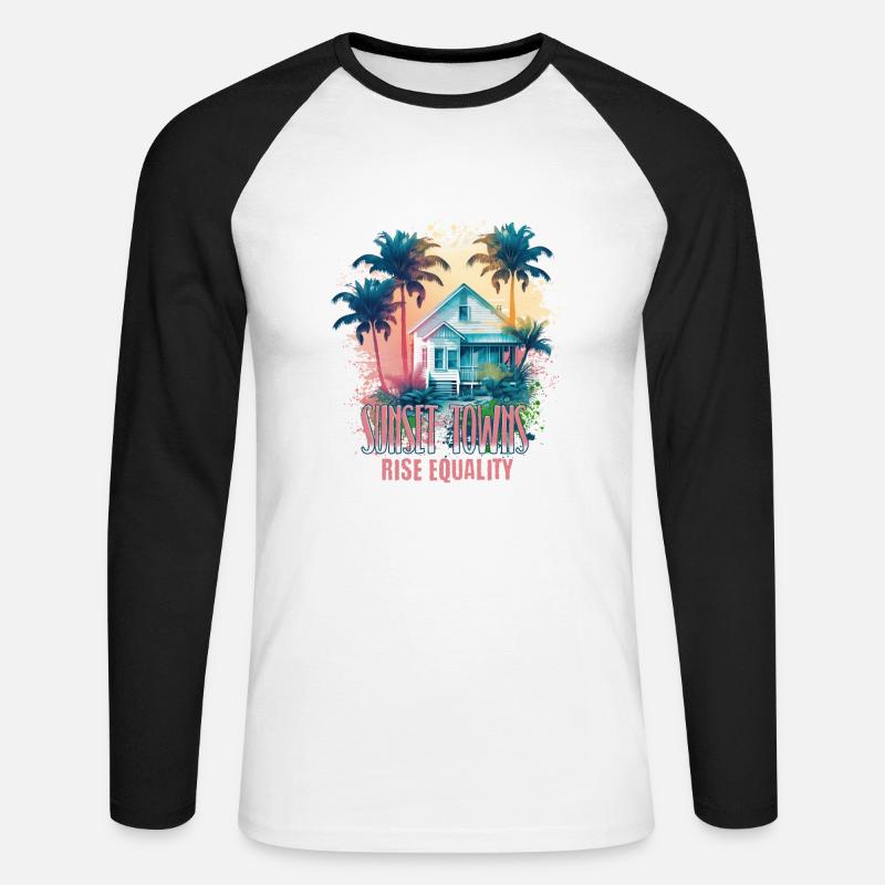 Sunset Sunrise Inclusive Equality Elevation - Unisex Baseballshirt langarm - Weiß/Schwarz