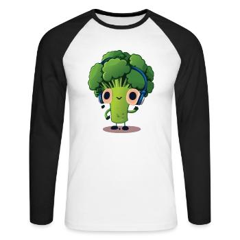 Bubatz - DJ - Musik - Legalize it - Brokkoli - Unisex Baseballshirt langarm - Weiß/Schwarz - Vorne - Nik (191cm)