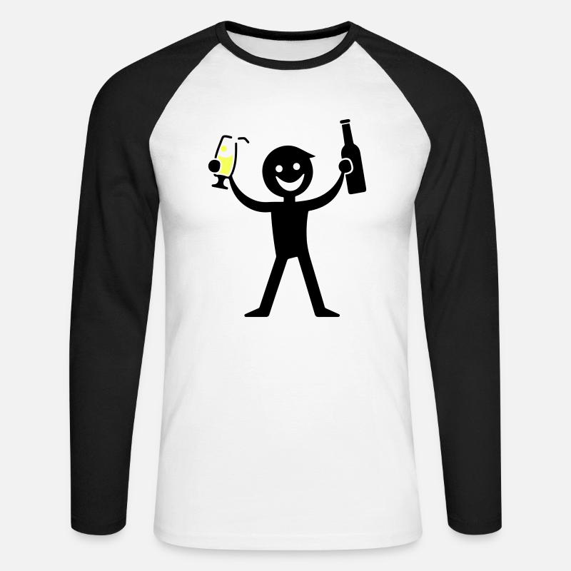 Trinken Flasche Bier - Unisex Baseballshirt langarm - Weiß/Schwarz