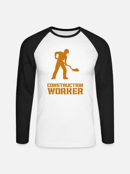 bauarbeiter baustelle worker - Unisex Baseballshirt langarm - Weiß/Schwarz