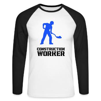 Ouvrier du bâtiment Ouvrier de chantier - T-shirt baseball manches longues Homme - blanc/noir - Devant - Nik (191cm)