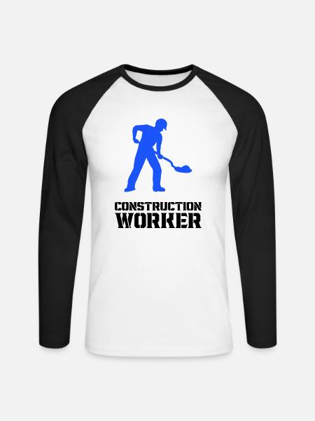 bauarbeiter baustelle worker - Unisex Baseballshirt langarm - Weiß/Schwarz