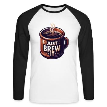 Einfach aufbrühen - Unisex Baseballshirt langarm - Weiß/Schwarz - Vorne - Nik (191cm)