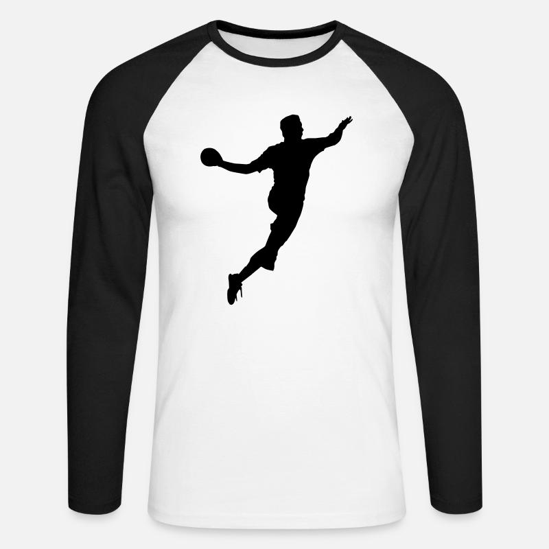 handballer - Unisex Baseballshirt langarm - Weiß/Schwarz