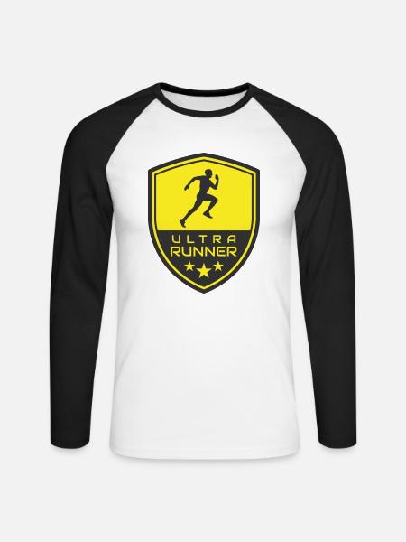 ULTRA RUNNER LOGO - Unisex Long Sleeve Baseball T-Shirt - white/black
