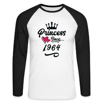1964 Princess Birthday - Unisex Long Sleeve Baseball T-Shirt - white/black - Front - Nik (191cm)