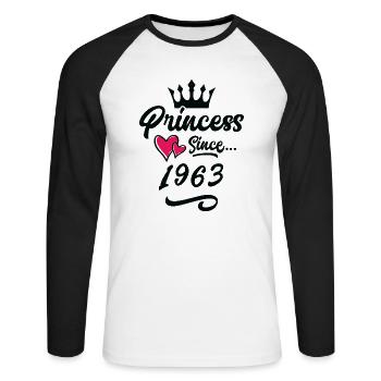 1963 Anniversaire de la princesse - T-shirt baseball manches longues Homme - blanc/noir - Devant - Nik (191cm)