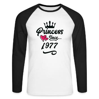 1977 Anniversaire de la princesse - T-shirt baseball manches longues Homme - blanc/noir - Devant - Nik (191cm)