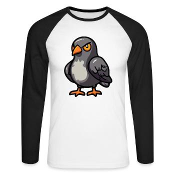 Taube Vogel Halloween Comic Lustig - Unisex Baseballshirt langarm - Weiß/Schwarz - Vorne - Nik (191cm)