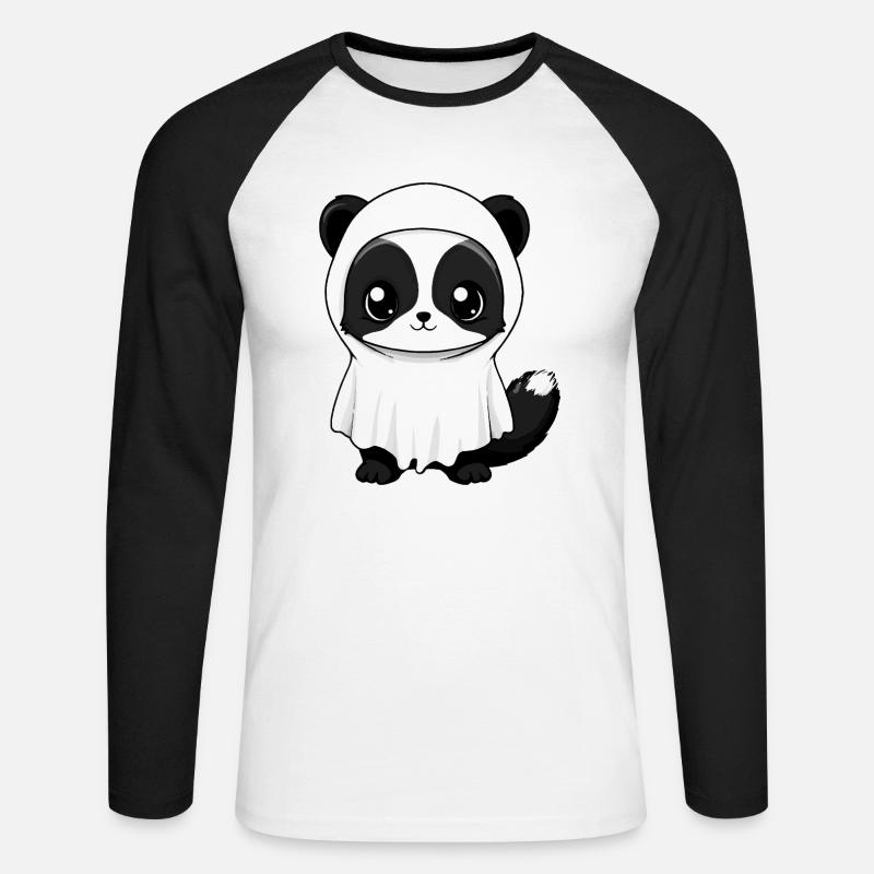 Stinktier Halloween Comic Geist - Unisex Baseballshirt langarm - Weiß/Schwarz