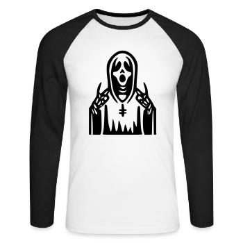 Scream Priest - Unisex Long Sleeve Baseball T-Shirt - white/black - Front - Nik (191cm)