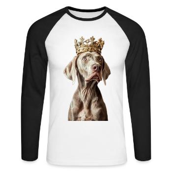 Weimaraner - Unisex Baseballshirt langarm - Weiß/Schwarz - Vorne - Nik (191cm)