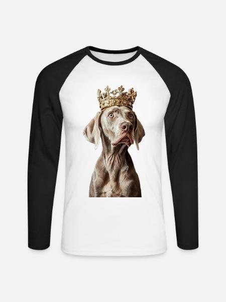 Weimaraner - Unisex Baseballshirt langarm - Weiß/Schwarz