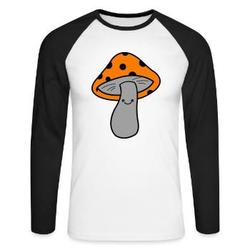 Pilz Champignon - T-shirt baseball manches longues Homme - blanc/noir - Devant - Nik (191cm)