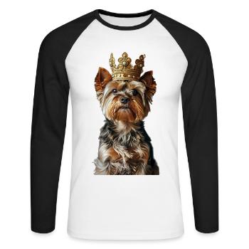 Yorkshire Terrier - T-shirt baseball manches longues Homme - blanc/noir - Devant - Nik (191cm)