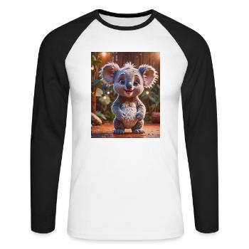 animal australien super mignon Down Under koala bear - T-shirt baseball manches longues Homme - blanc/noir - Devant - Nik (191cm)