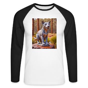 animal australien super mignon Tigre de Tasmanie - T-shirt baseball manches longues Homme - blanc/noir - Devant - Nik (191cm)