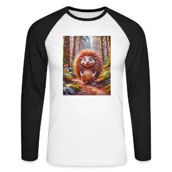 super cute Australian long nose echidna - Unisex Long Sleeve Baseball T-Shirt - white/black - Front - Nik (191cm)