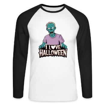 I love Halloween - T-shirt baseball manches longues Homme - blanc/noir - Devant - Nik (191cm)