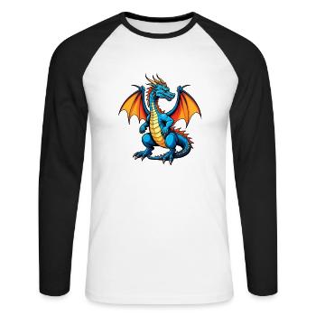Blauer Dragon - Unisex Baseballshirt langarm - Weiß/Schwarz - Vorne - Nik (191cm)