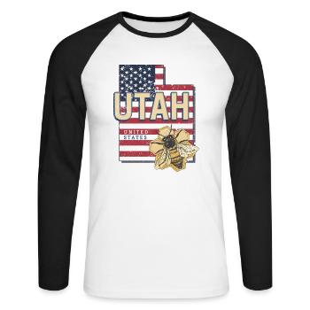 Utah United States Map USA Vintage - Unisex Long Sleeve Baseball T-Shirt - white/black - Front - Nik (191cm)