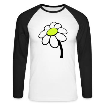 Petite Fleur Marguerite Blanche Décorative Belle Nature - T-shirt baseball manches longues Homme - blanc/noir - Devant - Nik (191cm)