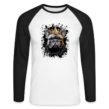 Chien Chien Animal - T-shirt baseball manches longues Homme - blanc/noir - Devant - Nik (191cm)