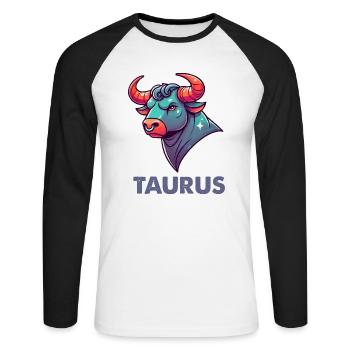Taurus Cartoon - Unisex Long Sleeve Baseball T-Shirt - white/black - Front - Nik (191cm)