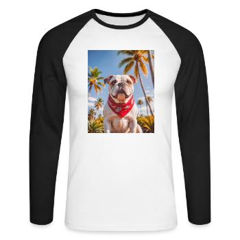 super cute dogs fashion Westcoast Bull dog - Unisex Long Sleeve Baseball T-Shirt - white/black - Front - Nik (191cm)