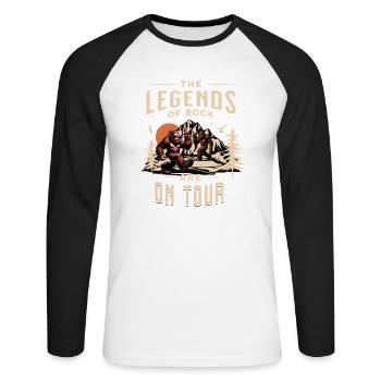 Bigfoot Camping -The Legends of Rock are on Tour - Unisex Baseballshirt langarm - Weiß/Schwarz - Vorne - Nik (191cm)