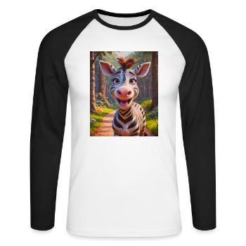 Animaux africains super mignons zèbre - T-shirt baseball manches longues Homme - blanc/noir - Devant - Nik (191cm)